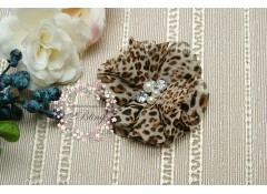 Printed Chiffon Flower "Leopard" (L, 8cm), Pack of 2